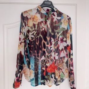 Marciano Sheer Blouse - patterned, open back